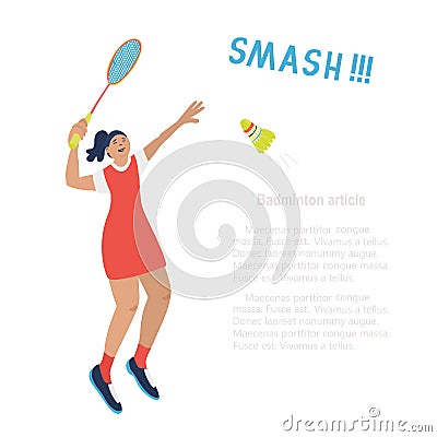 Template for badminton sport articles. Vector Illustration